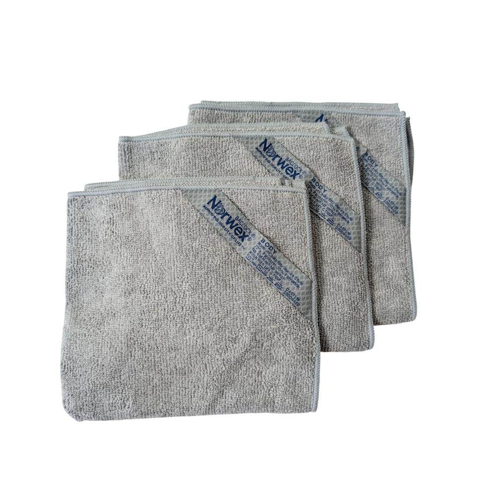 Norwex Body Cloth BacLock Microfiber Face Washcloths 3 Pack Grey 12x12 NEW